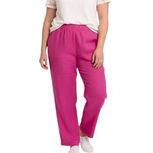 St. John's Bay Fuchsia Linen Blend Wide Leg High Rise Pants Size 2X